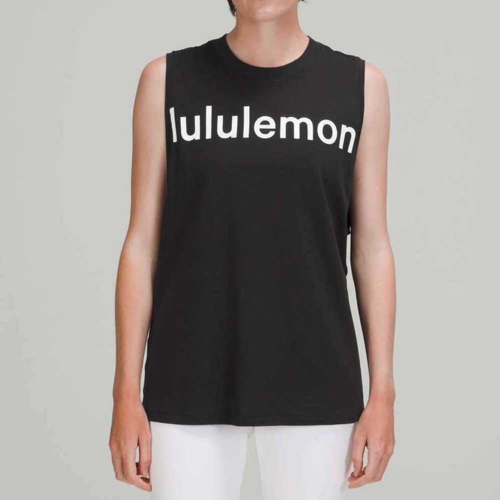 Lululemon All Yours Tank Top Black White Graphic Size 18-20